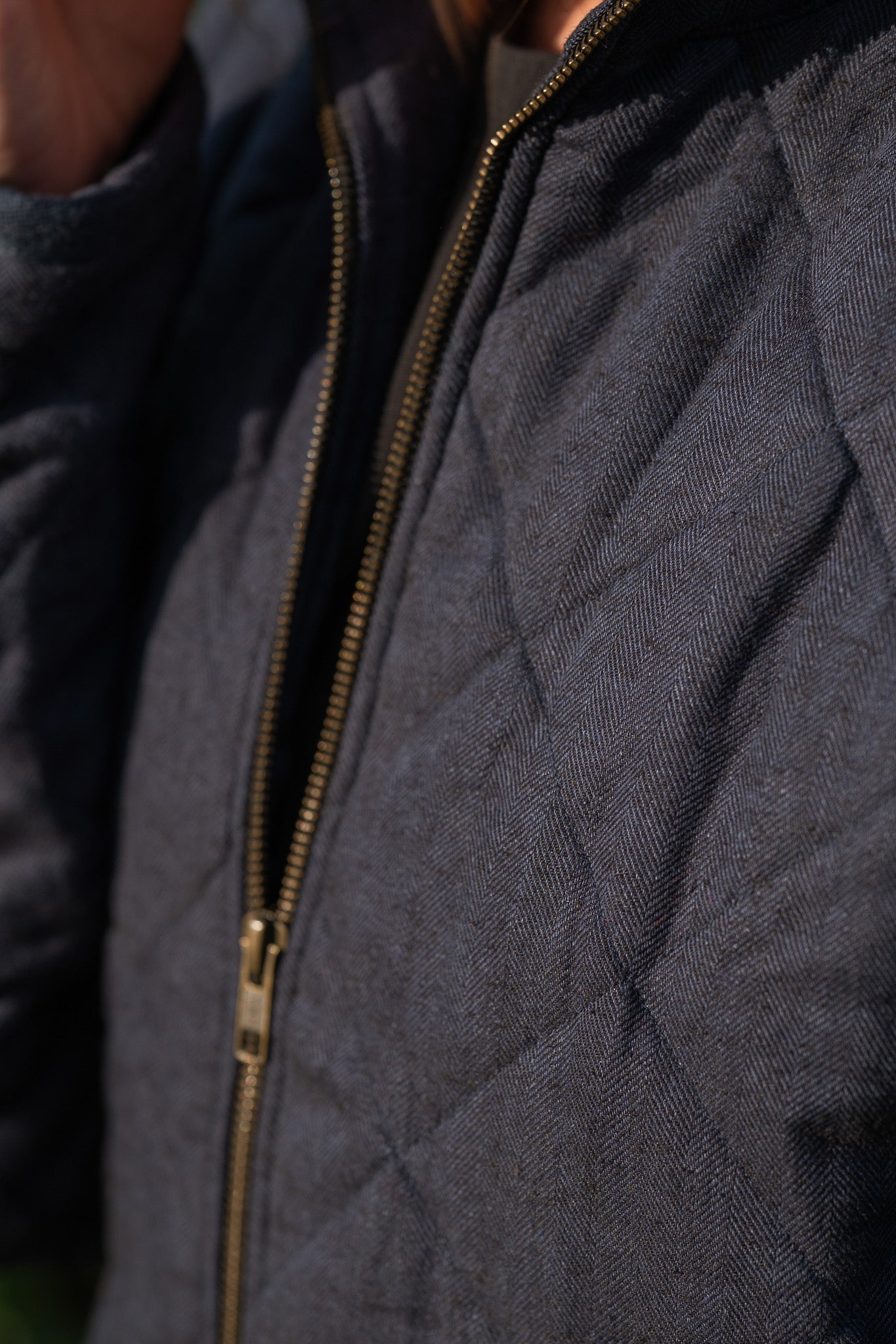 Jamie Linen Quilted Jacket in Navy