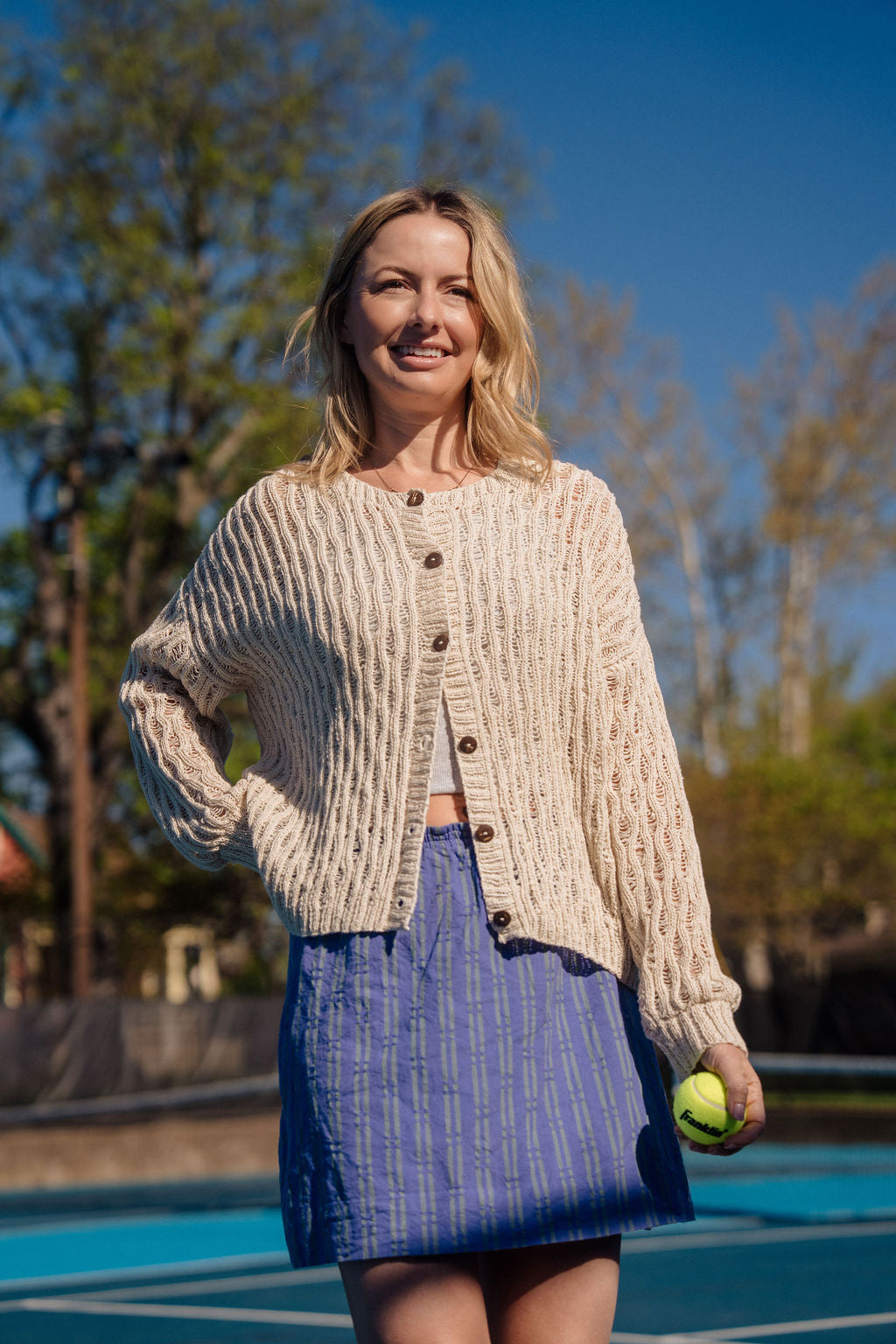 Alice Cotton Cardigan in Natural White Made to Order