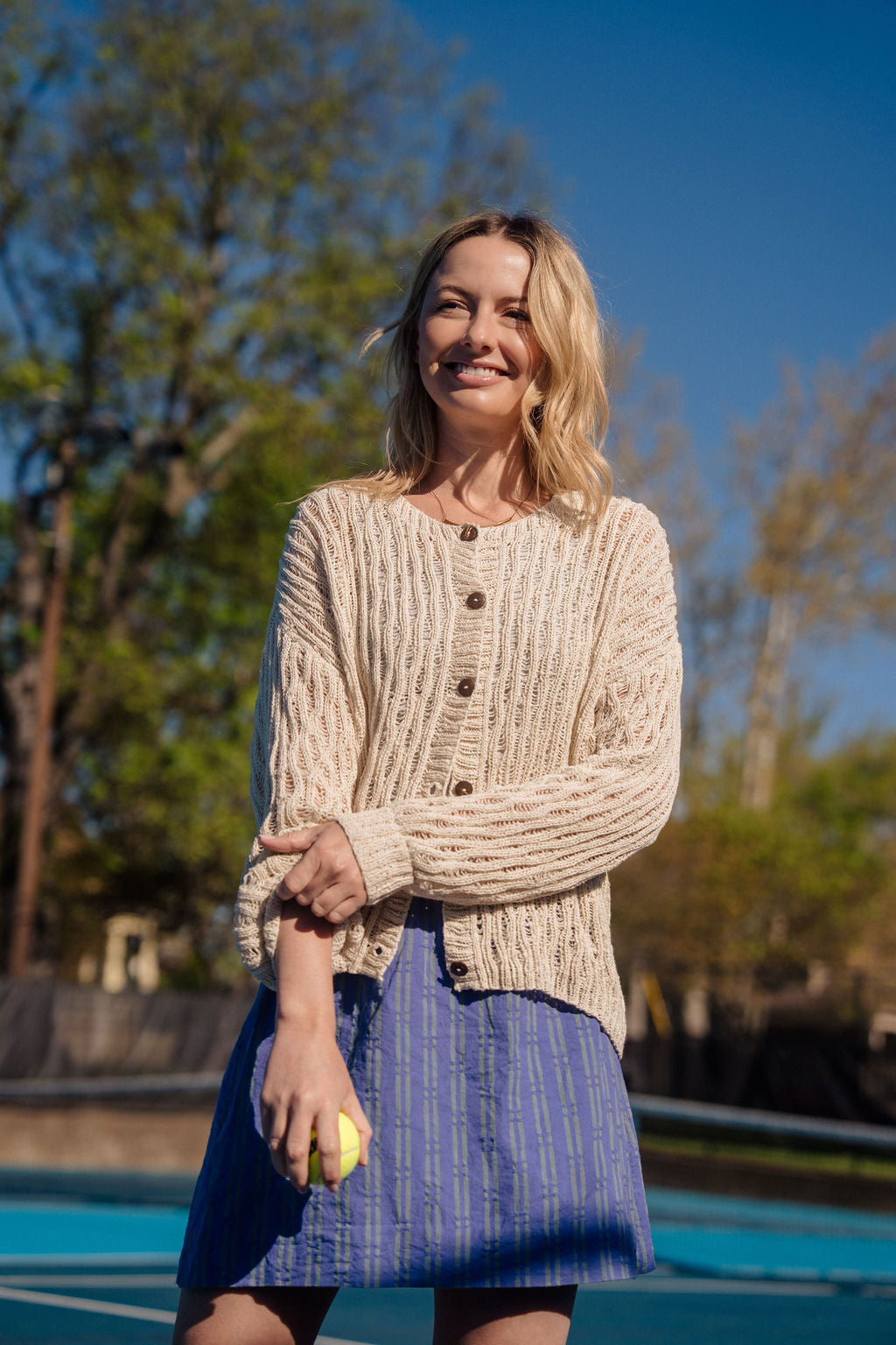 Alice Cotton Cardigan in Natural White Made to Order