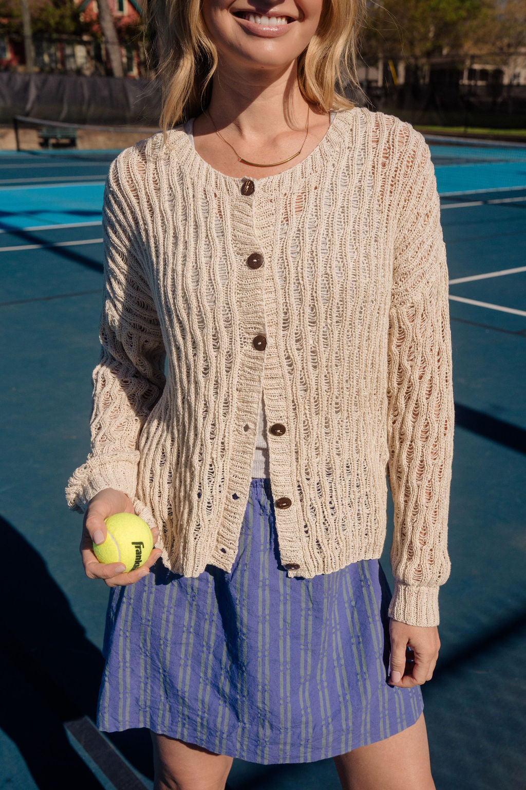 Alice Cotton Cardigan in Natural White Made to Order