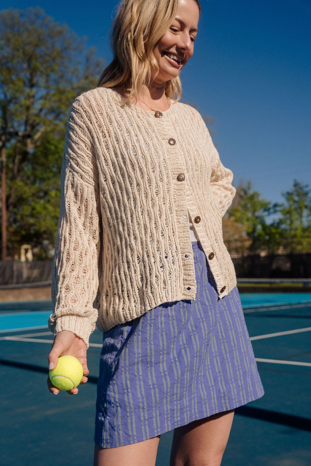 Alice Cotton Cardigan in Natural White Made to Order