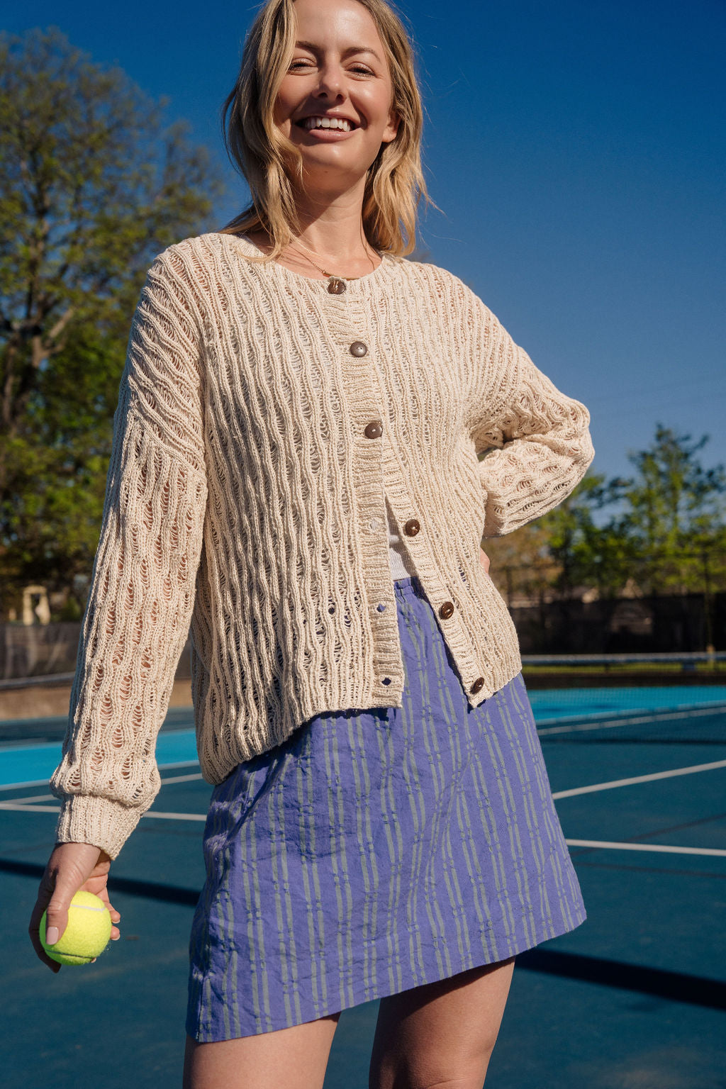 Alice Cotton Cardigan in Natural White Made to Order