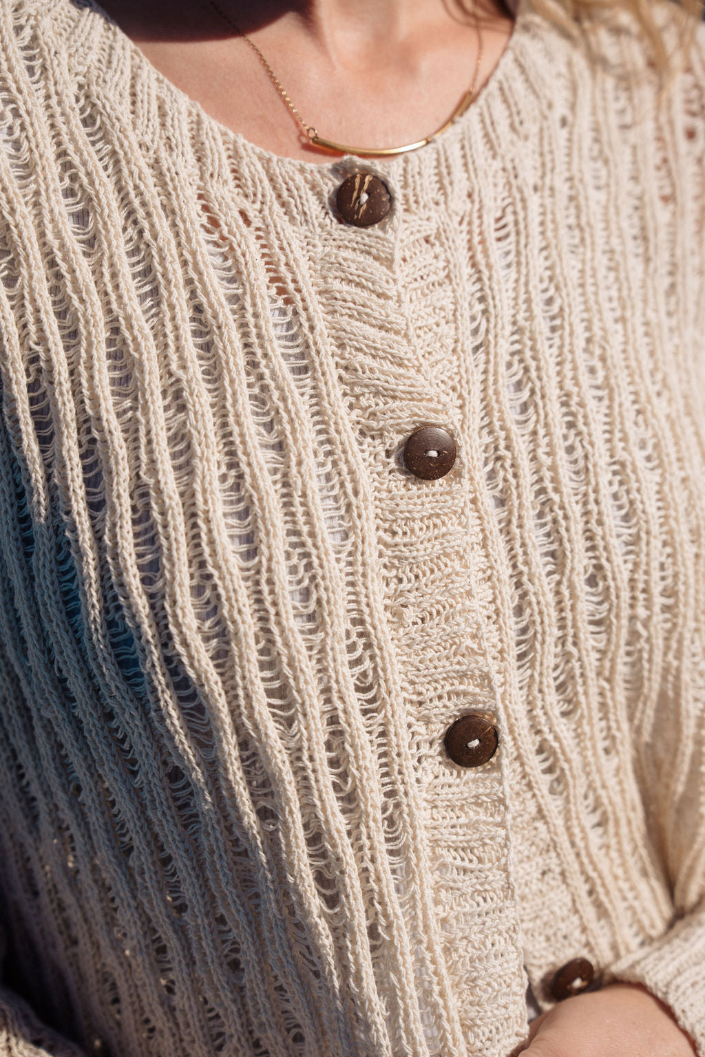 Alice Cotton Cardigan in Natural White Made to Order