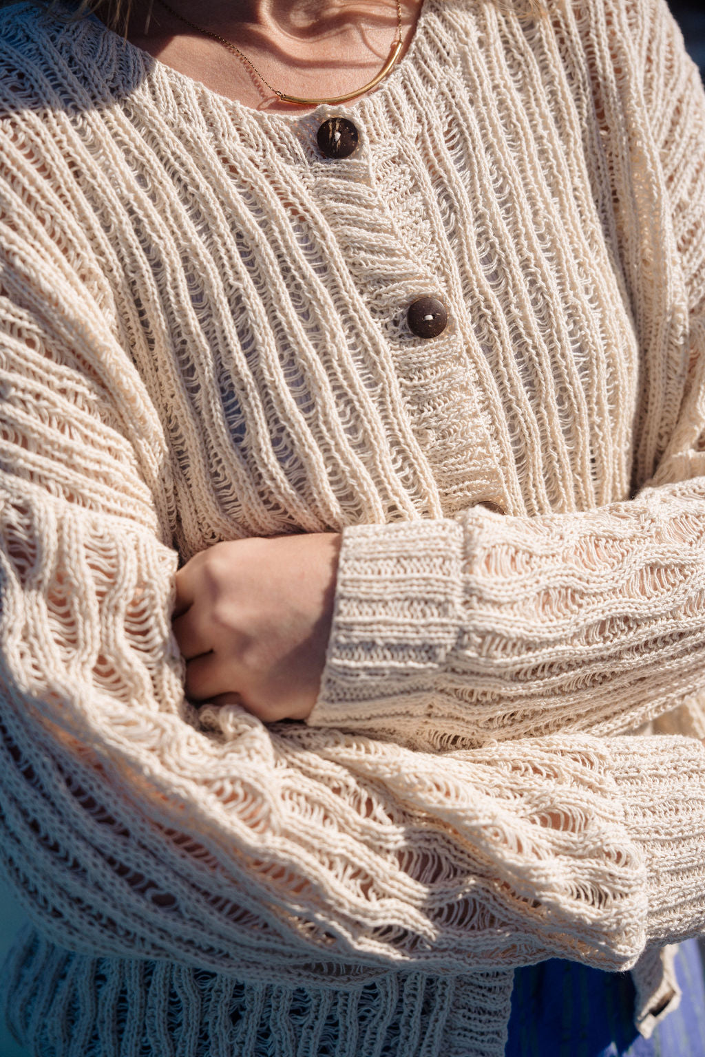 Alice Cotton Cardigan in Natural White Made to Order