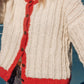 Agnes Mohair Cardigan in Natural White and Red Made to Order