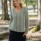 Finn V-Neck Cotton Sweater in Sage and Cream Made to Order