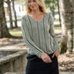 Finn V-Neck Cotton Sweater in Sage and Cream Made to Order