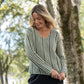 Finn V-Neck Cotton Sweater in Sage and Cream Made to Order
