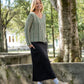 Finn V-Neck Cotton Sweater in Sage and Cream Made to Order