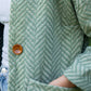 Portuguese Wool Pieper Coat in Mint Herringbone Made to Order