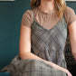 Linen Faro Dress in Black and Tan Linen Plaid