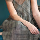 Linen Faro Dress in Black and Tan Linen Plaid