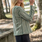Finn V-Neck Cotton Sweater in Sage and Cream Made to Order