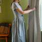 June Dress in Green/Grey Chambray