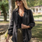 Button-Up Shirt in Black Linen Made to Order