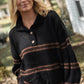 Imogene Oversized Wool Henley in Black and Brown Made to Order