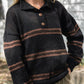 Imogene Oversized Wool Henley in Black and Brown Made to Order