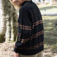 Imogene Oversized Wool Henley in Black and Brown Made to Order