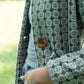 Portuguese Wool Pieper Coat in Mint Vintage Print - XS Left