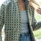 Portuguese Wool Pieper Coat in Mint Vintage Print - XS Left