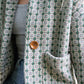 Portuguese Wool Pieper Coat in Mint Vintage Print - XS Left