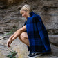 Portuguese Wool Pieper Coat in Cobalt and Black Plaid Made to Order