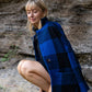 Portuguese Wool Pieper Coat in Cobalt and Black Plaid Made to Order