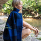 Portuguese Wool Pieper Coat in Cobalt and Black Plaid Made to Order