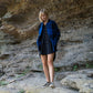 Portuguese Wool Pieper Coat in Cobalt and Black Plaid Made to Order