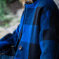 Portuguese Wool Pieper Coat in Cobalt and Black Plaid Made to Order