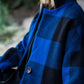 Portuguese Wool Pieper Coat in Cobalt and Black Plaid Made to Order