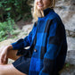 Portuguese Wool Pieper Coat in Cobalt and Black Plaid Made to Order