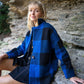 Portuguese Wool Pieper Coat in Cobalt and Black Plaid Made to Order