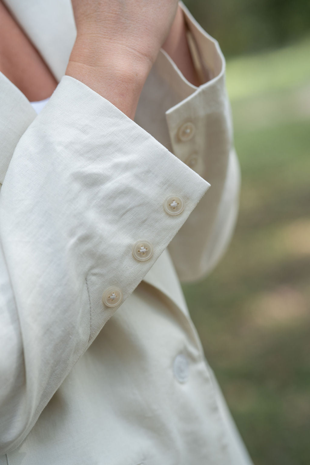 Classic Linen Blazer in Navy Fishbone or Beige Linen Made to Order