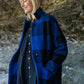 Portuguese Wool Pieper Coat in Cobalt and Black Plaid Made to Order