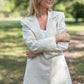 Classic Linen Blazer in Navy Fishbone or Beige Linen Made to Order