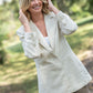 Classic Linen Blazer in Navy Fishbone or Beige Linen Made to Order
