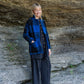 Portuguese Wool Pieper Coat in Cobalt and Black Plaid Made to Order