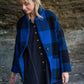 Portuguese Wool Pieper Coat in Cobalt and Black Plaid Made to Order