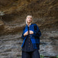 Portuguese Wool Pieper Coat in Cobalt and Black Plaid Made to Order