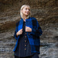 Portuguese Wool Pieper Coat in Cobalt and Black Plaid Made to Order