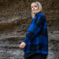 Portuguese Wool Pieper Coat in Cobalt and Black Plaid Made to Order