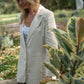 Classic Linen Blazer in Navy Fishbone or Beige Linen Made to Order