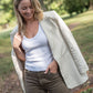 Classic Linen Blazer in Navy Fishbone or Beige Linen Made to Order