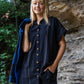 Paige Handwoven Cotton Relaxed Shirt Dress in Black Made to Order