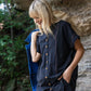 Paige Handwoven Cotton Relaxed Shirt Dress in Black Made to Order