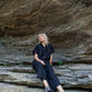 Paige Handwoven Cotton Relaxed Shirt Dress in Black Made to Order