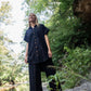 Paige Handwoven Cotton Relaxed Shirt Dress in Black Made to Order