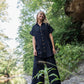 Paige Handwoven Cotton Relaxed Shirt Dress in Black Made to Order
