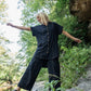 Paige Handwoven Cotton Relaxed Shirt Dress in Black Made to Order